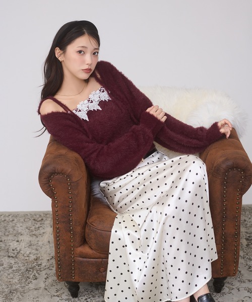 Ambre Neige(アンブルネージュ)の「shaggy knit ensemble / シャギーニットアンサンブル(カーディガン/ボレロ・レディース・アイボリー/ピンク/チャコールグレー/ボルドー・FREE)」の14枚目の写真