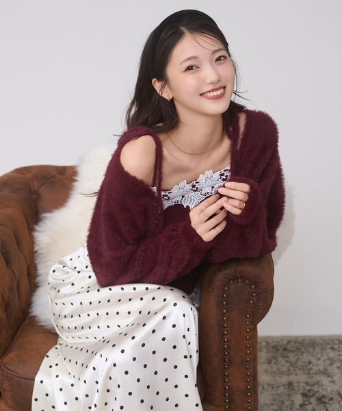 Ambre Neige(アンブルネージュ)の「shaggy knit ensemble / シャギーニットアンサンブル(カーディガン/ボレロ・レディース・アイボリー/ピンク/チャコールグレー/ボルドー・FREE)」の13枚目の写真