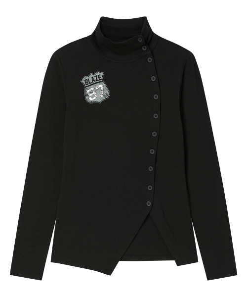 PRENDA(プレンダ)の「BLAZE BUTTON WRAP LONG SLEEVE BLACK(Tシャツ/カットソー・レディース・その他・FREE)」の5枚目の写真