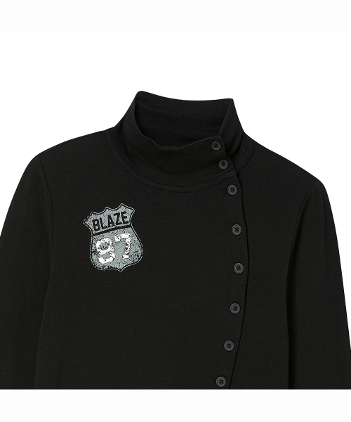 PRENDA(プレンダ)の「BLAZE BUTTON WRAP LONG SLEEVE BLACK(Tシャツ/カットソー・レディース・その他・FREE)」の6枚目の写真