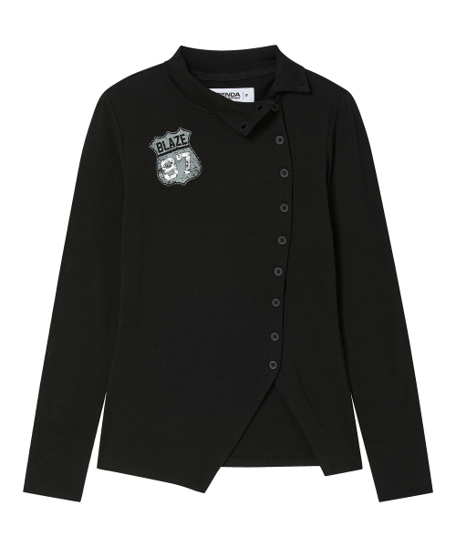 PRENDA(プレンダ)の「BLAZE BUTTON WRAP LONG SLEEVE BLACK(Tシャツ/カットソー・レディース・その他・FREE)」の9枚目の写真
