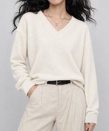 ソフトフリースVネックロンT