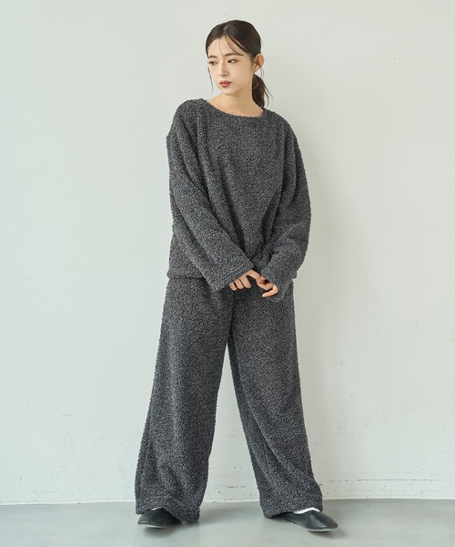 mil(ミル)の「ブークレー リラックスパンツ /モコモコ ルームウェア【585168】(その他パンツ・レディース・ベージュ/チャコールグレー/ライトグレー/ピンク・S-Short/S-Regular)」の19枚目の写真