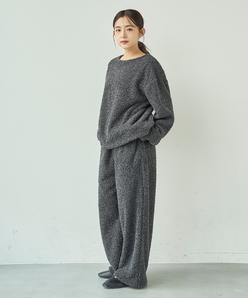 mil(ミル)の「ブークレー リラックスパンツ /モコモコ ルームウェア【585168】(その他パンツ・レディース・ベージュ/チャコールグレー/ライトグレー/ピンク・S-Short/S-Regular)」の16枚目の写真
