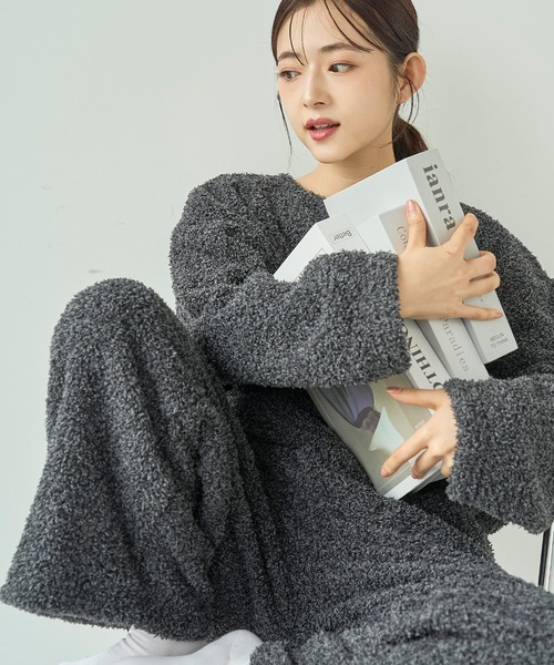 mil(ミル)の「ブークレー リラックスパンツ /モコモコ ルームウェア【585168】(その他パンツ・レディース・ベージュ/チャコールグレー/ライトグレー/ピンク・S-Short/S-Regular)」の14枚目の写真