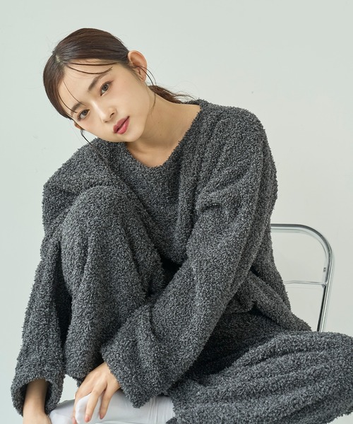 mil(ミル)の「ブークレー リラックスパンツ /モコモコ ルームウェア【585168】(その他パンツ・レディース・ベージュ/チャコールグレー/ライトグレー/ピンク・S-Short/S-Regular)」の22枚目の写真