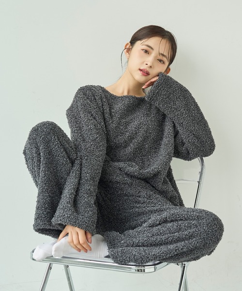 mil(ミル)の「ブークレー リラックスパンツ /モコモコ ルームウェア【585168】(その他パンツ・レディース・ベージュ/チャコールグレー/ライトグレー/ピンク・S-Short/S-Regular)」の21枚目の写真