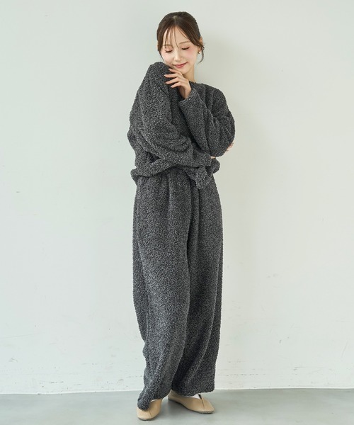 mil(ミル)の「ブークレー リラックスパンツ /モコモコ ルームウェア【585168】(その他パンツ・レディース・ベージュ/チャコールグレー/ライトグレー/ピンク・S-Short/S-Regular)」の9枚目の写真
