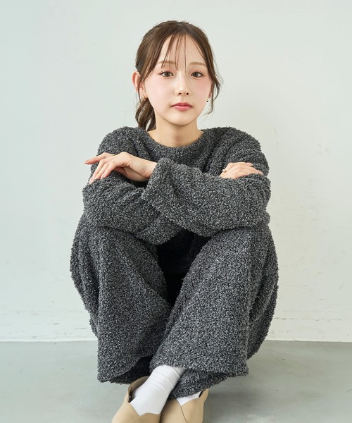 mil(ミル)の「ブークレー リラックスパンツ /モコモコ ルームウェア【585168】(その他パンツ・レディース・ベージュ/チャコールグレー/ライトグレー/ピンク・S-Short/S-Regular)」の10枚目の写真
