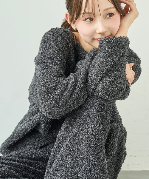 mil(ミル)の「ブークレー リラックスパンツ /モコモコ ルームウェア【585168】(その他パンツ・レディース・ベージュ/チャコールグレー/ライトグレー/ピンク・S-Short/S-Regular)」の11枚目の写真