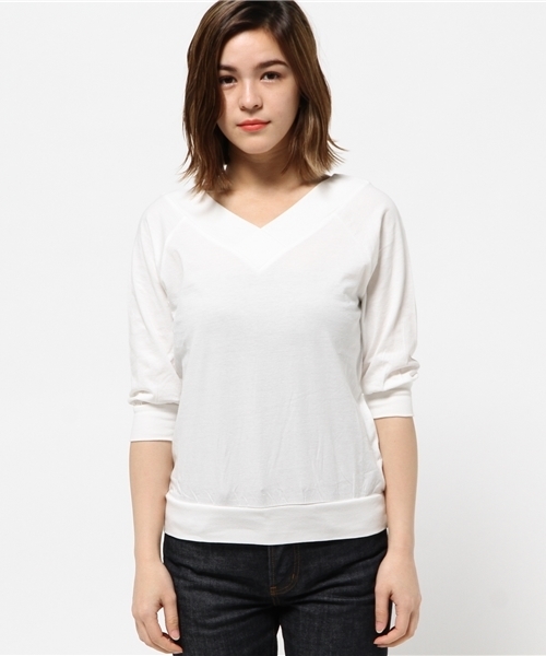 MOUSSY（マウジー）の「2WAY OFF SHOULDER TOPS（Tシャツ/カットソー・レディース・ピンク/グレー/ホワイト/ネイビー・FREE）」の5枚目の写真