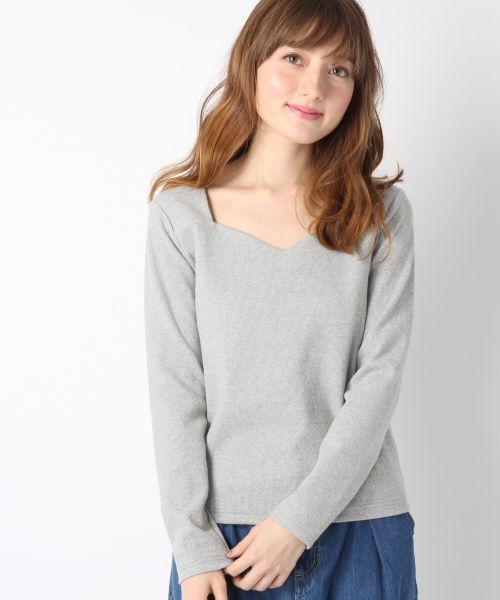 Heather（ヘザー）の「ハートカットインナー長袖　  747112（Tシャツ/カットソー・レディース・グレー/ブラック/ホワイト・FREE）」の3枚目の写真