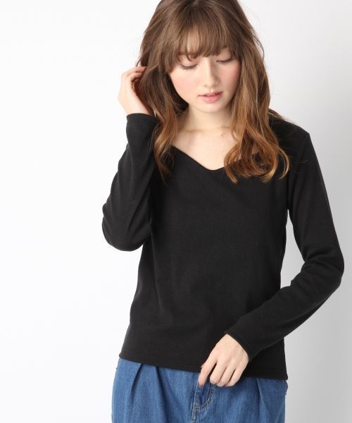 Heather（ヘザー）の「ハートカットインナー長袖　  747112（Tシャツ/カットソー・レディース・グレー/ブラック/ホワイト・FREE）」の2枚目の写真