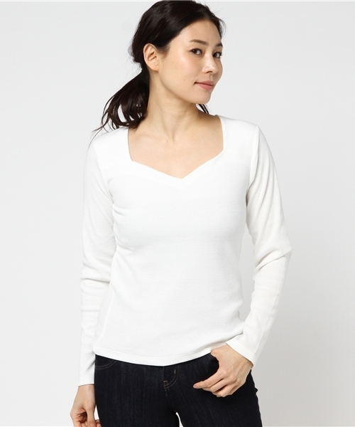 Heather（ヘザー）の「ハートカットインナー長袖　  747112（Tシャツ/カットソー・レディース・グレー/ブラック/ホワイト・FREE）」の11枚目の写真