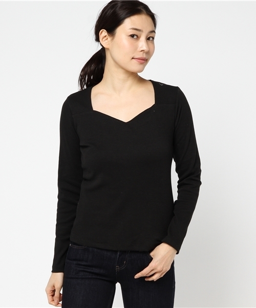 Heather（ヘザー）の「ハートカットインナー長袖　  747112（Tシャツ/カットソー・レディース・グレー/ブラック/ホワイト・FREE）」の12枚目の写真