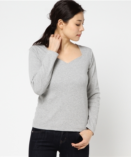 Heather（ヘザー）の「ハートカットインナー長袖　  747112（Tシャツ/カットソー・レディース・グレー/ブラック/ホワイト・FREE）」の13枚目の写真