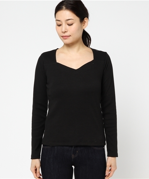 Heather（ヘザー）の「ハートカットインナー長袖　  747112（Tシャツ/カットソー・レディース・グレー/ブラック/ホワイト・FREE）」の4枚目の写真