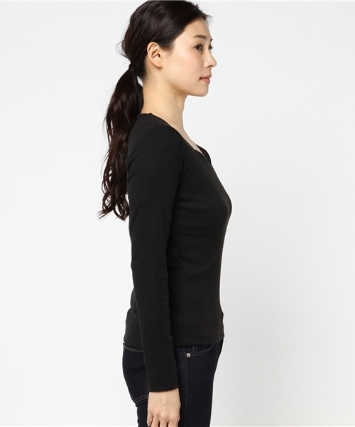 Heather（ヘザー）の「ハートカットインナー長袖　  747112（Tシャツ/カットソー・レディース・グレー/ブラック/ホワイト・FREE）」の5枚目の写真