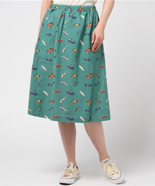 Ne-net(ネネット)の「S おじさんおくるまジャージ(スカート・レディース・ネイビー/ライトグリーン・02)」の1枚目の写真