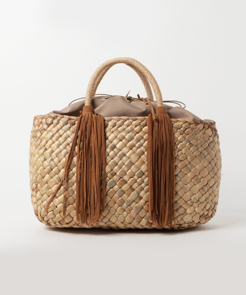 Cooco クーコ の Cooco フリンジ付きかごバッグ 大 Coo かごバッグ Wear