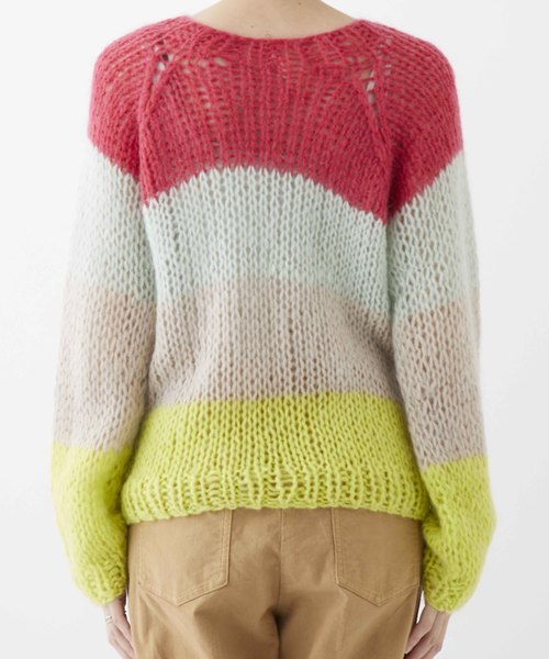 STUDIOUS SELECT（ステュディオスセレクト）の「【Dignite Collier】KIDモヘヤ棒針ボーダーニットトップス 809320（ニット/セーター・レディース・レッド/イエロー・FREE）」の5枚目の写真