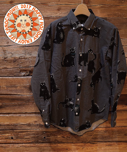 rovtski（ロフトスキー）の「パグフェイスネコイラスト総柄シャツ長袖 /2S17061501（シャツ/ブラウス・メンズ・イエロー系その他/グレー系その他/ブルー系その他2/ブルー系その他/ホワイト系その他/ホワイト系その他3/イエロー系その他2/ホワイト系その他4/ブラック系その他2/ホワイト系その他2/ブラック系その他/グリーン/グレー系その他2/ブラック系その他3/ブルー系その他3/ライトグレー/コバルトブルー/キナリ/ホワイト系その他5/ブルー系その他4/グリーン系その他/ブルー系その他5/ブラック・LARGE/MEDIUM/X-LARGE）」の12枚目の写真