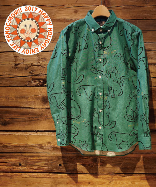 rovtski（ロフトスキー）の「パグフェイスネコイラスト総柄シャツ長袖 /2S17061501（シャツ/ブラウス・メンズ・イエロー系その他/グレー系その他/ブルー系その他2/ブルー系その他/ホワイト系その他/ホワイト系その他3/イエロー系その他2/ホワイト系その他4/ブラック系その他2/ホワイト系その他2/ブラック系その他/グリーン/グレー系その他2/ブラック系その他3/ブルー系その他3/ライトグレー/コバルトブルー/キナリ/ホワイト系その他5/ブルー系その他4/グリーン系その他/ブルー系その他5/ブラック・LARGE/MEDIUM/X-LARGE）」の14枚目の写真