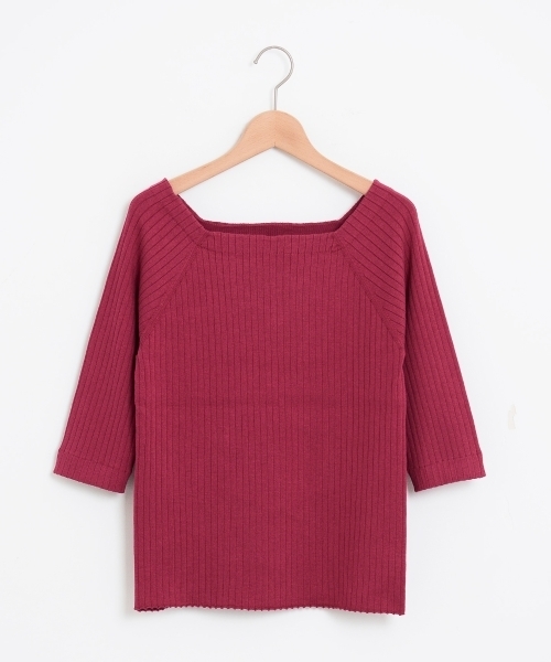 le.coeur blanc（ルクールブラン）の「【WEB限定PRICE】ワイドリブスクエアネック6分袖（ニット/セーター・レディース・ホワイト系その他/ピンク系その他/ブラウン/グリーン/ネイビー/ブルー系その他4・FREE）」の6枚目の写真