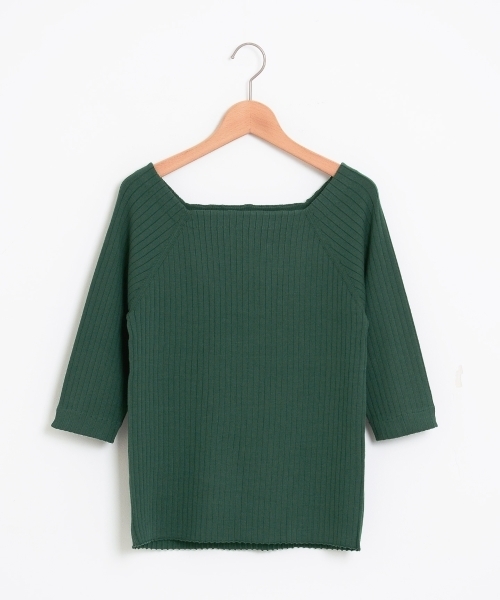 le.coeur blanc（ルクールブラン）の「【WEB限定PRICE】ワイドリブスクエアネック6分袖（ニット/セーター・レディース・ホワイト系その他/ピンク系その他/ブラウン/グリーン/ネイビー/ブルー系その他4・FREE）」の3枚目の写真