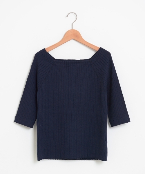 le.coeur blanc（ルクールブラン）の「【WEB限定PRICE】ワイドリブスクエアネック6分袖（ニット/セーター・レディース・ホワイト系その他/ピンク系その他/ブラウン/グリーン/ネイビー/ブルー系その他4・FREE）」の9枚目の写真