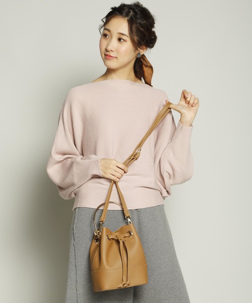 PLAIN CLOTHING（プレーンクロージング）の「2wayリングハンドル巾着ミニバッグ（ショルダーバッグ・レディース・ホワイト/イエロー/ピンク/ライトグレー/ブラック/ベージュ・FREE）」の4枚目の写真