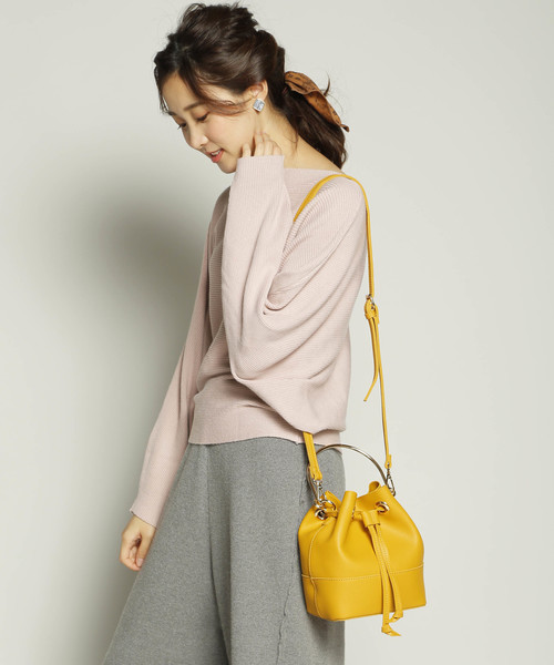 PLAIN CLOTHING（プレーンクロージング）の「2wayリングハンドル巾着ミニバッグ（ショルダーバッグ・レディース・ホワイト/イエロー/ピンク/ライトグレー/ブラック/ベージュ・FREE）」の22枚目の写真