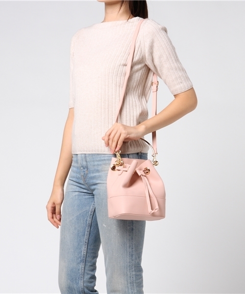 PLAIN CLOTHING（プレーンクロージング）の「2wayリングハンドル巾着ミニバッグ（ショルダーバッグ・レディース・ホワイト/イエロー/ピンク/ライトグレー/ブラック/ベージュ・FREE）」の12枚目の写真