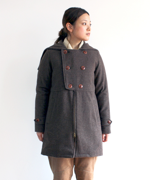 【美品】BEAMS BOY　ウールモッサー フードジップコート　ブラウン 美品】BEAMS BOY ウールモッサー フードジップコート ブラウン
