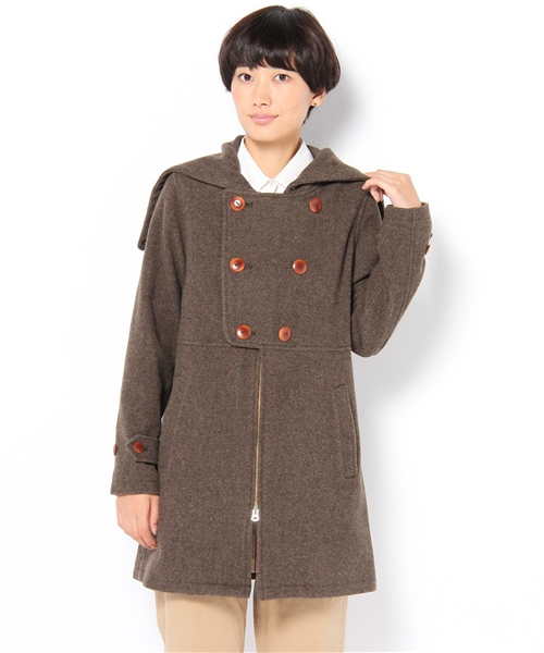 BEAMS BOY(ビームスボーイ)の「BEAMS BOY / ウールモッサー フードジップコート(その他アウター・レディース・カーキ/ブラウン/インディゴブルー・ONE SIZE)」の16枚目の写真