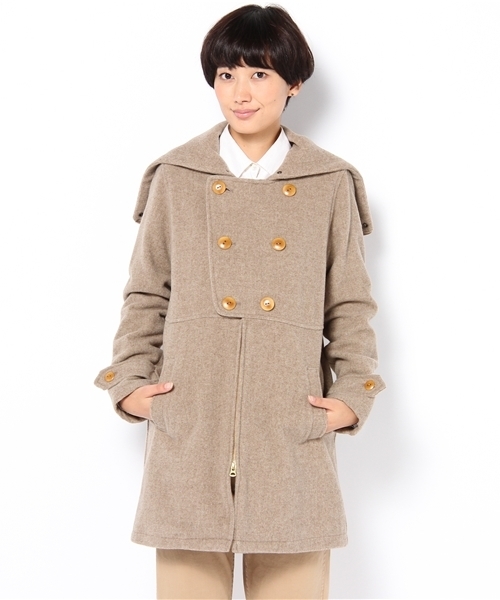 BEAMS BOY(ビームスボーイ)の「BEAMS BOY / ウールモッサー フードジップコート(その他アウター・レディース・カーキ/ブラウン/インディゴブルー・ONE SIZE)」の17枚目の写真