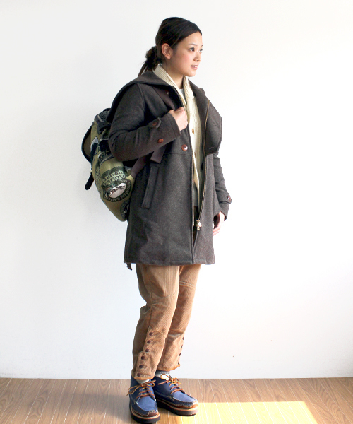 BEAMS BOY(ビームスボーイ)の「BEAMS BOY / ウールモッサー フードジップコート(その他アウター・レディース・カーキ/ブラウン/インディゴブルー・ONE SIZE)」の20枚目の写真