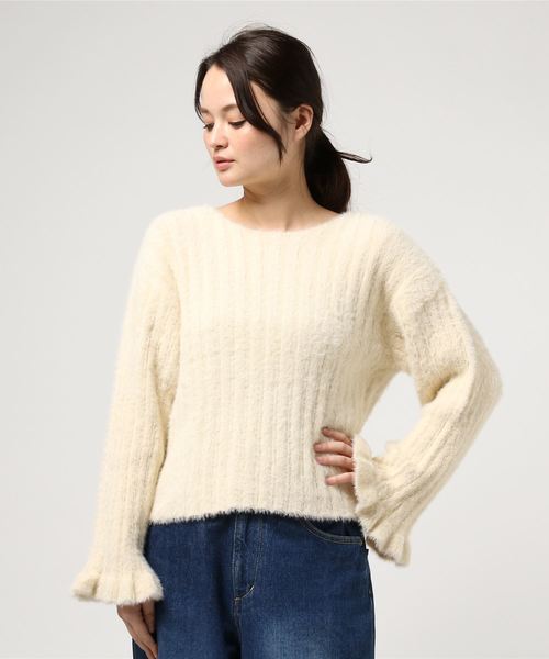 one after another NICE CLAUP（ワンアフターアナザーナイスクラップ）の「フェザーリブニット（ニット/セーター・レディース・ブラック/ベージュ/グレー/アイボリー・FREE）」の17枚目の写真