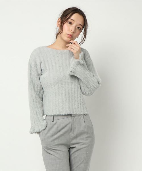 one after another NICE CLAUP（ワンアフターアナザーナイスクラップ）の「フェザーリブニット（ニット/セーター・レディース・ブラック/ベージュ/グレー/アイボリー・FREE）」の19枚目の写真