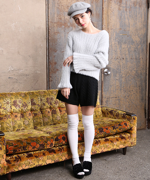 one after another NICE CLAUP（ワンアフターアナザーナイスクラップ）の「フェザーリブニット（ニット/セーター・レディース・ブラック/ベージュ/グレー/アイボリー・FREE）」の21枚目の写真