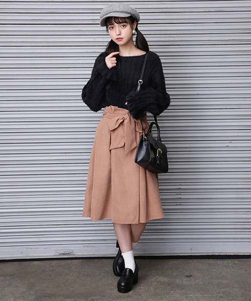 one after another NICE CLAUP（ワンアフターアナザーナイスクラップ）の「フェザーリブニット（ニット/セーター・レディース・ブラック/ベージュ/グレー/アイボリー・FREE）」の9枚目の写真