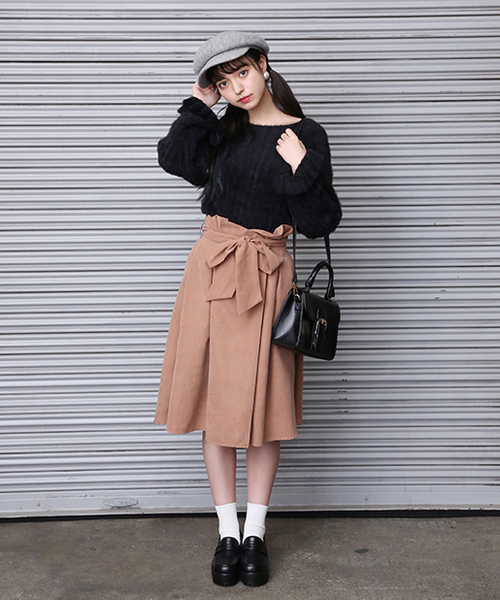 one after another NICE CLAUP（ワンアフターアナザーナイスクラップ）の「フェザーリブニット（ニット/セーター・レディース・ブラック/ベージュ/グレー/アイボリー・FREE）」の10枚目の写真