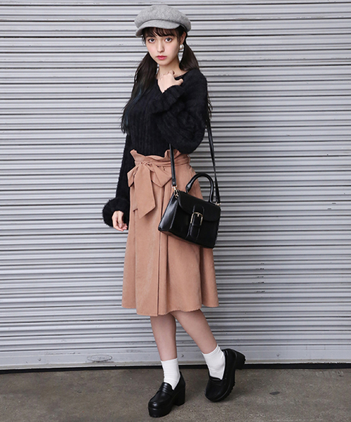 one after another NICE CLAUP（ワンアフターアナザーナイスクラップ）の「フェザーリブニット（ニット/セーター・レディース・ブラック/ベージュ/グレー/アイボリー・FREE）」の11枚目の写真