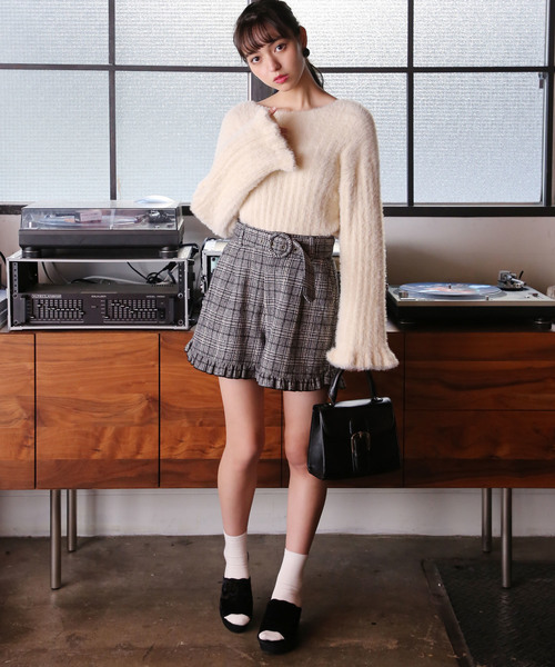 one after another NICE CLAUP（ワンアフターアナザーナイスクラップ）の「フェザーリブニット（ニット/セーター・レディース・ブラック/ベージュ/グレー/アイボリー・FREE）」の12枚目の写真