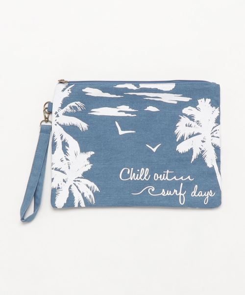 Kahiko(カヒコ)の「【Kahiko】パームツリーデニムクラッチバッグ(クラッチバッグ・レディース・ネイビー/ブルー・FREE)」の1枚目の写真