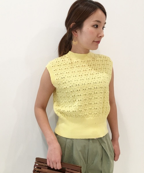 Banner Barrett（バナーバレット）の「OPEN WORK KNIT N/S PULLOVER　/　ノースリーブニットプルオーバー（ニット/セーター・レディース・イエロー/ブルー/コーラルピンク・38）」の5枚目の写真
