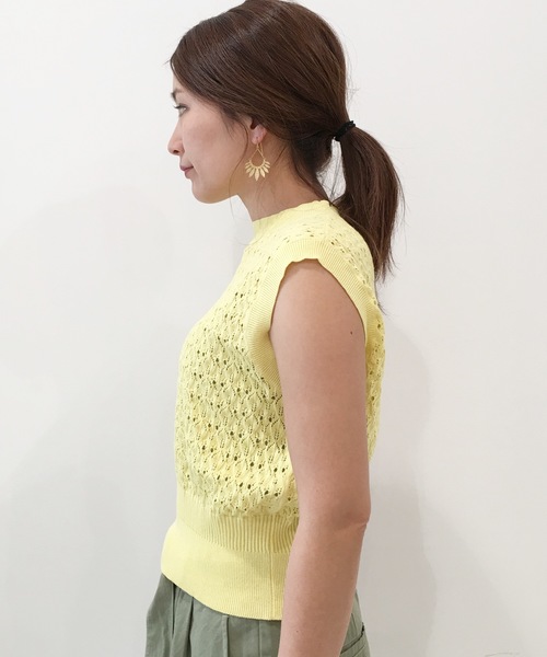 Banner Barrett（バナーバレット）の「OPEN WORK KNIT N/S PULLOVER　/　ノースリーブニットプルオーバー（ニット/セーター・レディース・イエロー/ブルー/コーラルピンク・38）」の6枚目の写真