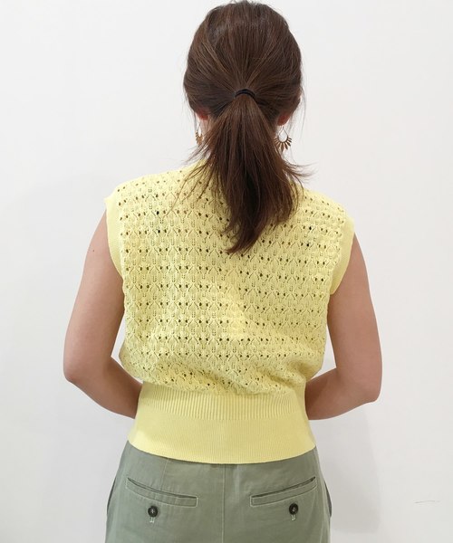 Banner Barrett（バナーバレット）の「OPEN WORK KNIT N/S PULLOVER　/　ノースリーブニットプルオーバー（ニット/セーター・レディース・イエロー/ブルー/コーラルピンク・38）」の7枚目の写真