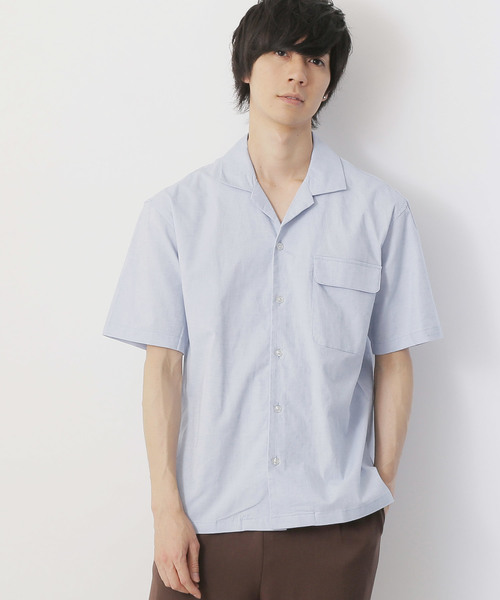 MONO-MART（モノマート）の「ストレッチオープンカラー綿麻リネン半袖シャツ（シャツ/ブラウス・メンズ・ブラック/ネイビー/レッド/オフホワイト/サックスブルー/グレー系その他/ライトピンク/ストライプ/ダークグリーン/ブルー系その他・M/L）」の7枚目の写真