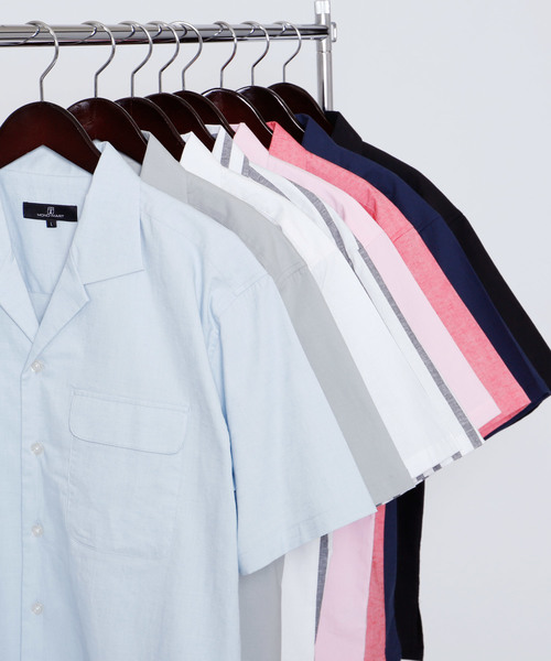 MONO-MART（モノマート）の「ストレッチオープンカラー綿麻リネン半袖シャツ（シャツ/ブラウス・メンズ・ブラック/ネイビー/レッド/オフホワイト/サックスブルー/グレー系その他/ライトピンク/ストライプ/ダークグリーン/ブルー系その他・M/L）」の11枚目の写真